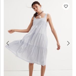 Madewell Blue White Fine Striped Midi Dress